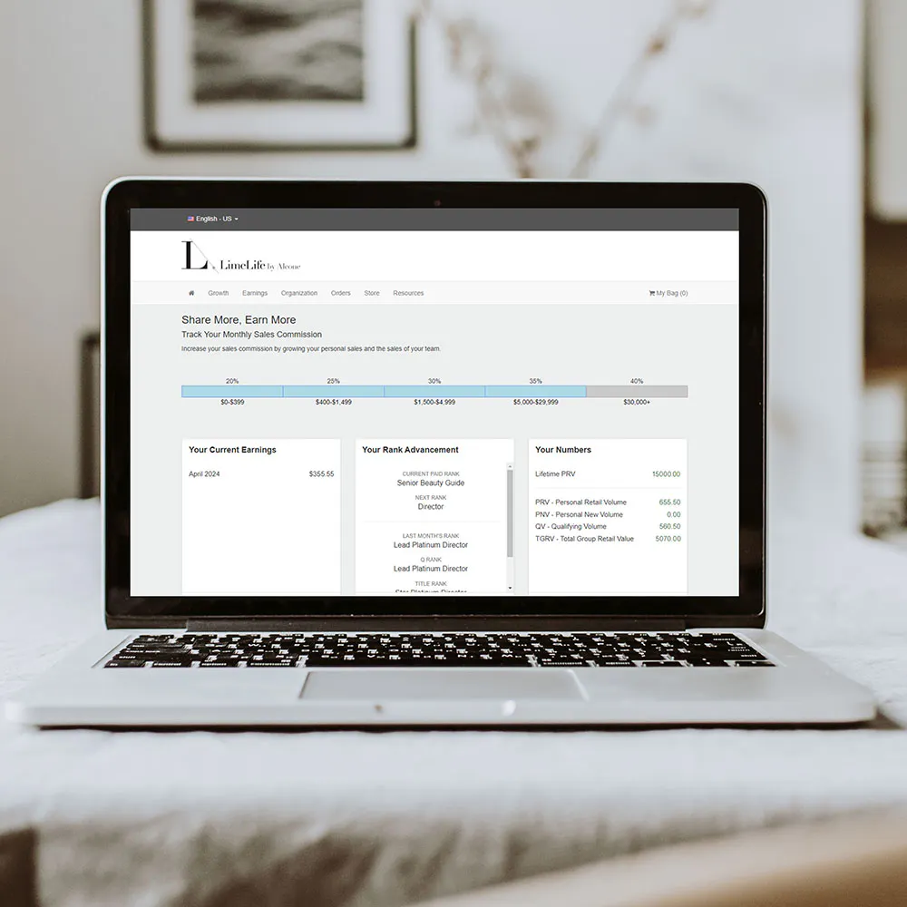 LimeLife Greenroom on a laptop