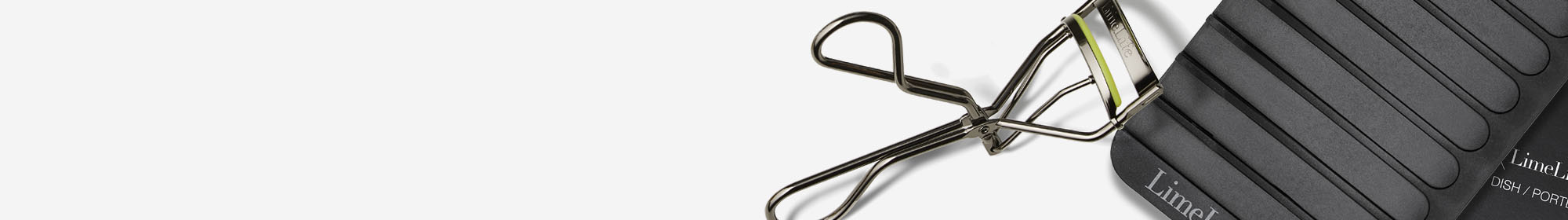 LimeLife Eye Lash Curler and Soap Dish on a gray background