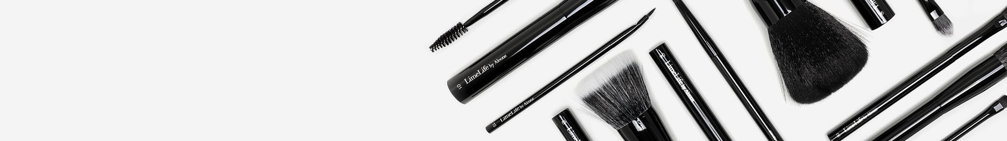 LimeLife makeup brushes on a gray background