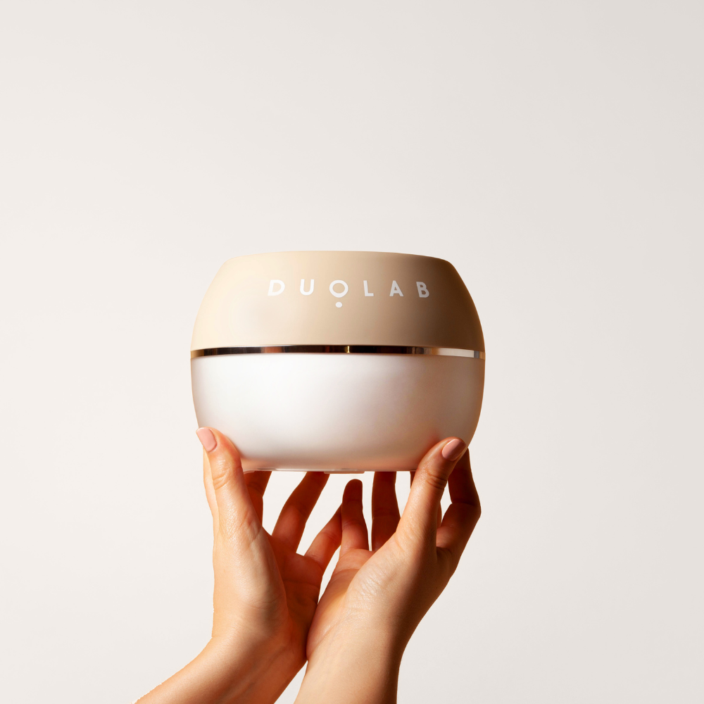 Someone holding a Duolab device up in the air