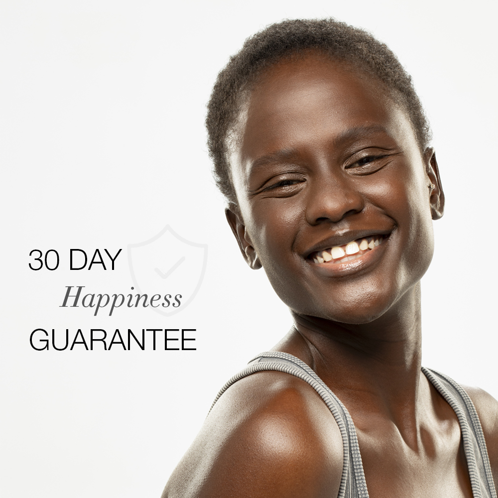 30 Day Happiness Guarantee with woman smiling
